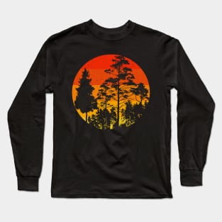 Retro Sunset Minimalist Trees Long Sleeve T-Shirt